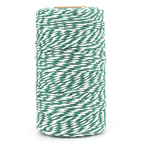 Image of jijAcraft Green and White Twine String, 328 Feet Christmas Bakers Twine String, 2MM Heavy Duty Packing String for DIY Crafts, Christmas Decoration, Gift Wrapping, Craft Wrapping
