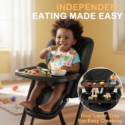 Image of 3-in-1 Foldable High Chairs for Babies and Toddlers with Rocking Mode