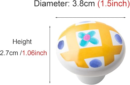 Vista 42 de HUAMULAN 15 pomos de cerámica brillante con botón redondo de hongo, vestidor, tiradores vintage, manijas de puerta, armario, cajón, diámetro de 1.5