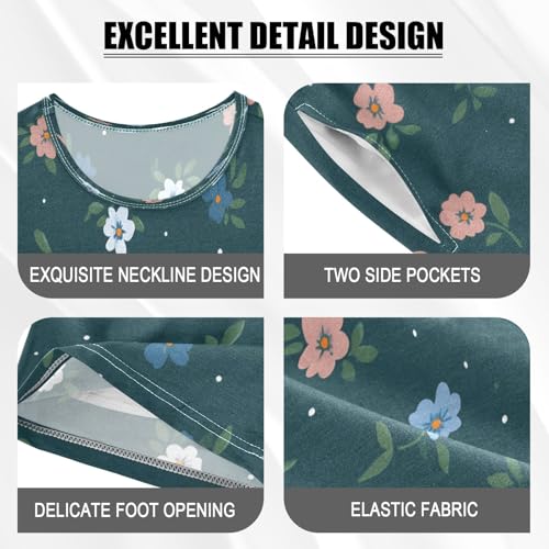 White Pink Floral Pattern Kids Pjs Set Boys Girls Summer Short-Sleeve Sleepwear Pajamas 2PCS4