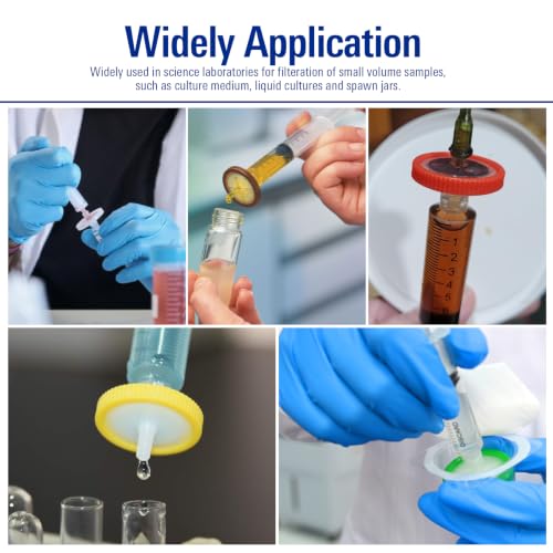 Image of PEKYBIO Sterile Syringe Filter, 33mm PVDF Hydrophilic Filtration 0.22μm Pore Size with Purple Smooth Ring, Individually Packed for Lab, Pack of 10