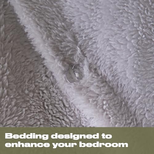 Brentfords Teddy Fleece Duvet Cover with Pillow Case Thermal Fluffy Warm Cosy Soft Bedding Set, Grey Silver, Double - Image 2