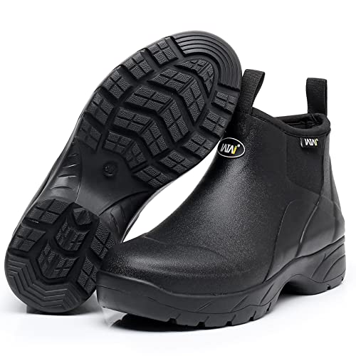 WTW Unisex Waterproof Rubber Rain Boots - Slip On Ankle Neoprene Boots Garden Shoes for Men and Women Outdoor Work4