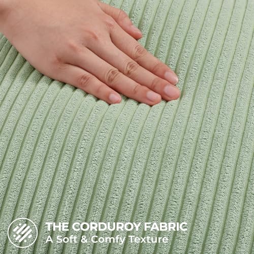 Mecatny Corduroy Decorative Throw Pillow Covers 18x18 Set of 2 for Sofa Living Room, Soft Neutral Boho Couch Pillow Covers for Home Decor, Sage Green