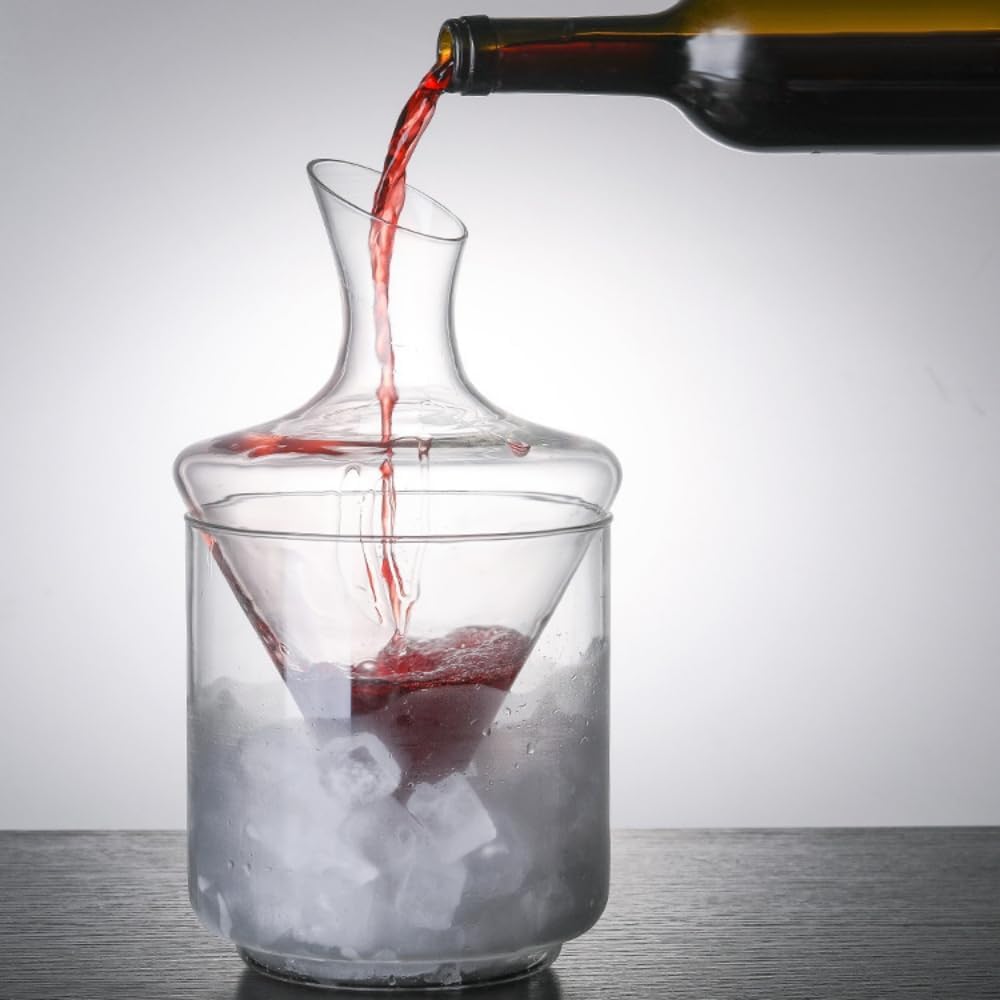 Split Ice Bucket Wine Decanter - Lead-Free Crystal Glass Wine Carafe Red Wine Decanter Carafe