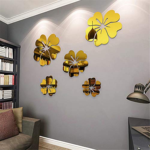 Autocollants muraux en forme de fleurs, 5 pièces amovibles pour décoration de maison en acrylique 3D pour la maison, le salon, la chambre à coucher, le canapé, la télévision Cover