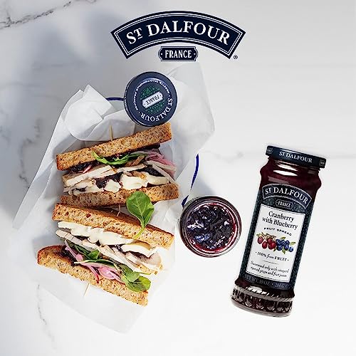 St Dalfour Cranberry with Blueberry Fruit Spread 284 g | No Added Sugar | 100% from Fruit | No Added Preservatives, Colours, Flavors or Sweeteners | No Corn Syrup | Traditional French Recipe