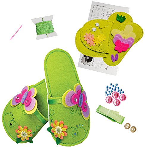 alles-meine.de GmbH Bastelset - Filz - Pantoffeln/Hausschuhe - Schmetterlinge - zum Sticken, einfaches Nähen per Hand - Gr. 30-35 / Circa 6-10 Jahre - Komplettset filze..
