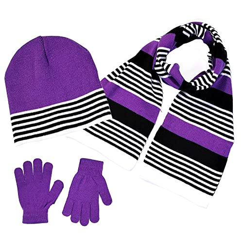 Swak Girls Hat,Scarf & Glove Set-Kids Cold Weather Winter Accessories-Childrens 3 Pc Beanie set-Big Girls Hat Scarves & Glove