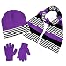 S.W.A.K Girls Knit Hat, Scarf And Gloves Set - Purple/ Yellow Combo