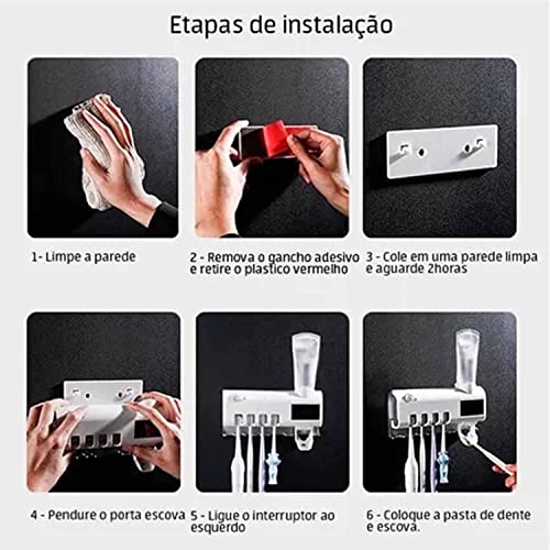 JIANW Porta Escova de Dentes Suporte de Pasta Automático e Esterilizador UV