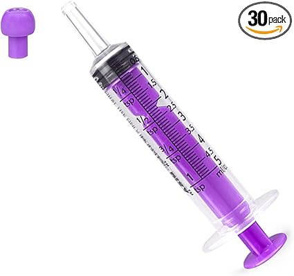 Plastic Syringe with Cap Individually Packge Sealed,Liquid Measuring Syringe Suitable for Industrial Scientific Labs,Feeding Pet (30*5ml)