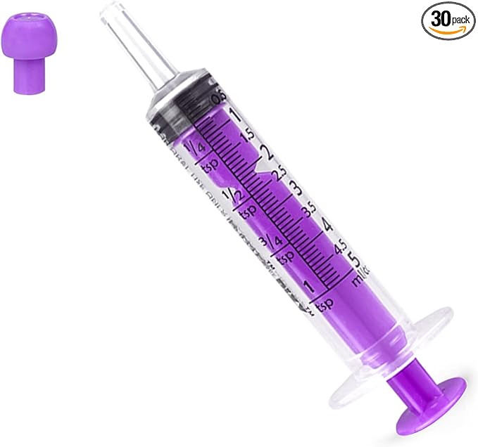 Plastic Syringe with Cap Individually Packge Sealed,Liquid Measuring Syringe Suitable for Industrial Scientific Labs,Feeding Pet (30*5ml)