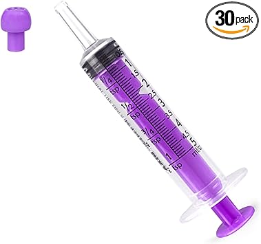 Plastic Syringe with Cap Individually Packge Sealed,Liquid Measuring Syringe Suitable for Industrial Scientific Labs,Feeding Pet (30*5ml)
