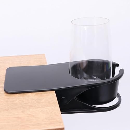 ULTECHNOVO Getränkehalter Clip für Schreibtisch Großer Becherhalter Tisch Anti-Verschütten Becherklemme aus ABS Kunststoff für Büro Home Office und Gaming Tisch Schwarz 20x10cm