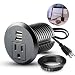 Desktop Power Grommet,2inch Hole Table Power Grommet Outlet with 2 USB Charging Ports,6.5ft Extension Cord Desk Power Strip with 1 Outlets for Computer,Table, Kitchen, Office,Home,Hotel and More