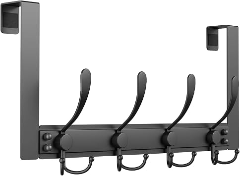 Heavy Duty Over The Door Towel Rack for Bathroom, Black Door Towel Hanger