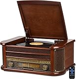Die Musikwiedergabe erfolgt über zwei gut klingende Stereolautsprecher, die Ihnen wirklichen Musikgenuss ermöglichen. Der AUX-IN Anschluss macht diese Nostalgie Anlage zudem flexibel.