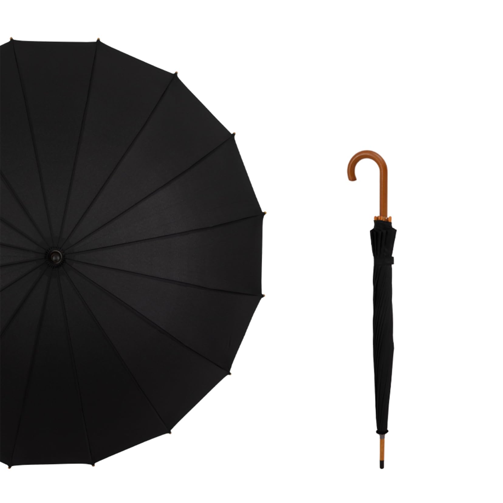Drewniany parasol golfowy, 40 cali, wiatroszczelny, klasyczny, haftowany, na wesele, 16 żeberek, łuk vintage, drewniany uchwyt, uchwyt samochodowy, uchwyt hakowy