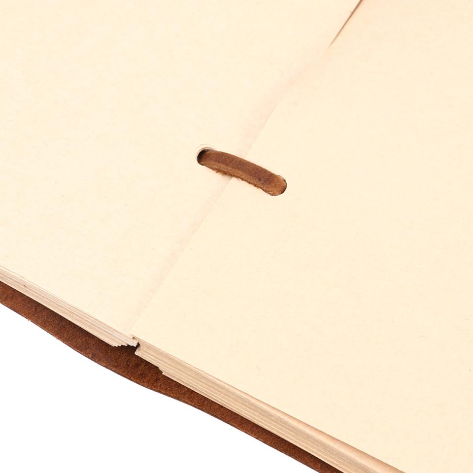 TEHAUX Vintage Leather Journal Notebook with Handmade Binding Rope Thick Large Pages for Writing Brown Leather Diary Journal for Gift and Personal Use 7.08X4.92X0.98In      Unknown Binding
