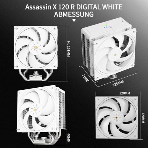 Thermalright Assassin X 120R cyfrowy wentylator CPU, cyfrowy wyświetlacz Top Cover, TL-P12W PWM Quiet Fan CPU, chłodzenie powietrza, obsługa AM4/AM5, Intel LGA1851/1700/1150/1151/1200