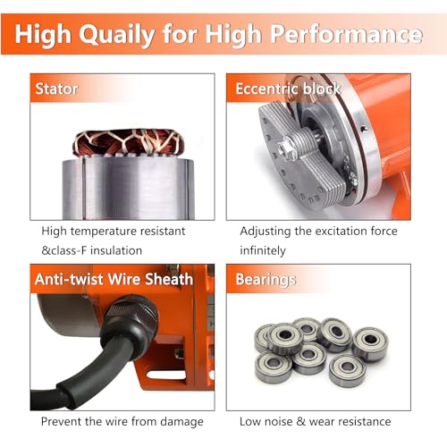 Betonrüttler, 70W Elektrischer Vibrationsmotor, 50KG Kraft, 3000 U/min, Einstellbarer Industrieller Rüttelmotor für Rütteltisch, Förderer, Bergbau, Chemie, Medizin, Bau & Lebensmittelindustrie