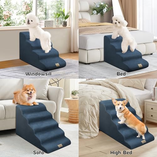 MESTUEL Escadas para Cães para Cama Alta 22,8 '' H, 5 Degraus Escadas para Cães para Cama, Escadas