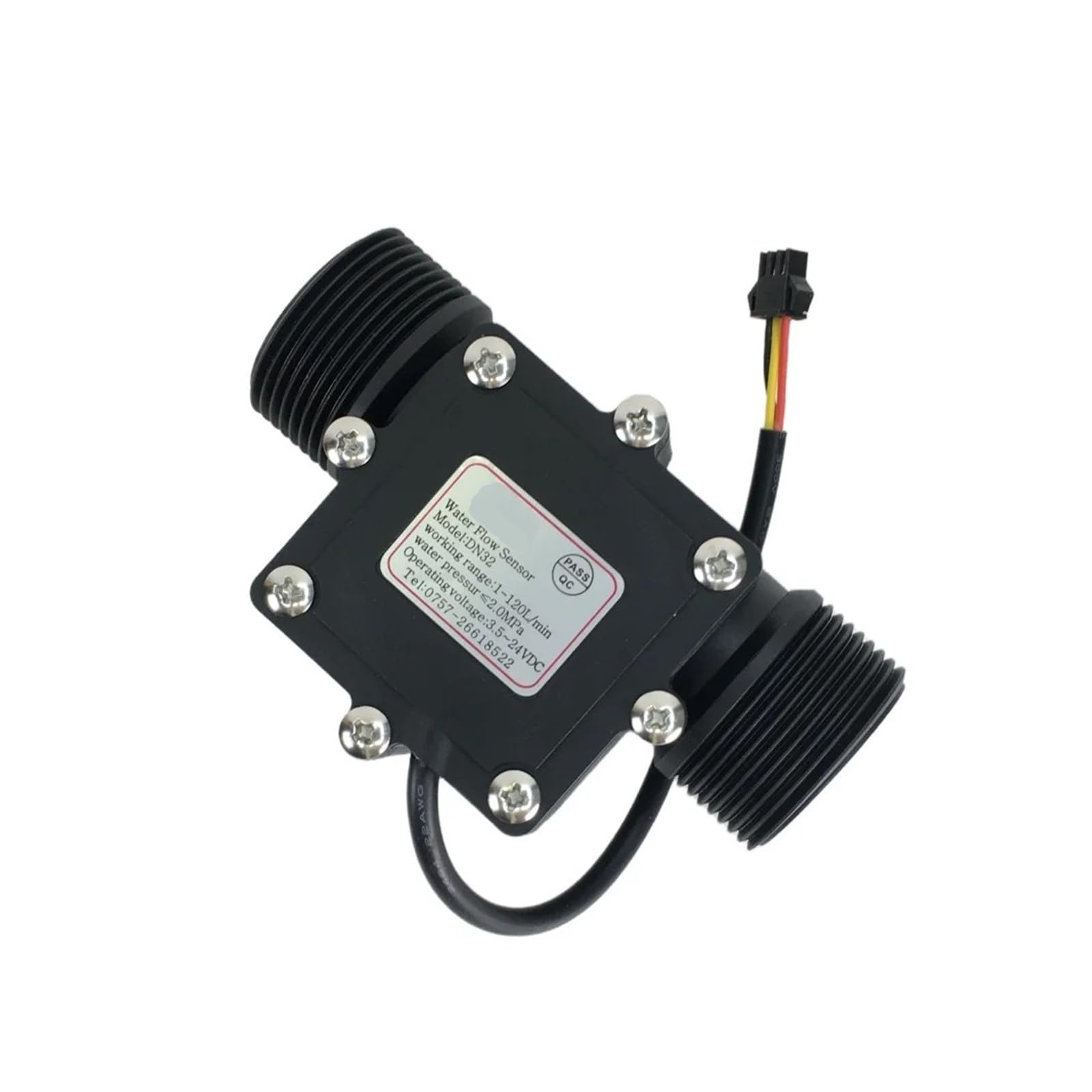 SDGBCXD flow meter, DC3.5~24V YF-DN32 Plastic Liquid Water Flow Sensor Meter 1-120L/min