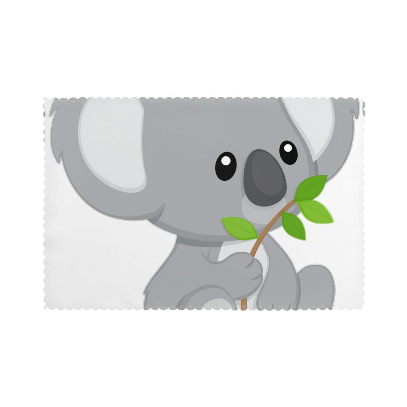 Green Leaf Koala Print Placemats Set Of 6, 12x18 Inch Polyester Washable Heat Resistant Kitchen Dining Table Mats