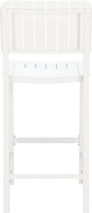 Zuo Kayu Barstool White, White Barstool, Modern Style, Stackable for Space Saving Storage, Aluminum, 18.9 W x 23.6 D x 44.9 H, Stackable for Space Saving Storage