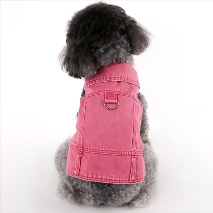 Cazadora Rosa para Perro Mediana Ropa de Mascota Denim Guardia Casual