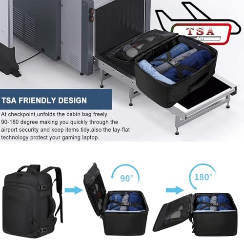 Handgepäck 40x20x25 für Ryanair Handgepäck Rucksack für Flugzeug 20L Klein Reiserucksack Unter Sitz Handgepäck Tasche für Weekender Kurze Tirp 14-Zoll-Laptop Rucksack für Herren und Damen,Schwarz