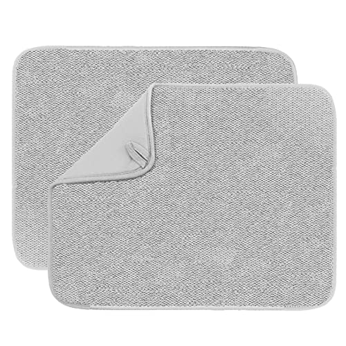 Dish Drying Mat For Kitchen Counter, Microfiber Dish Drying Pad 2 Pack Large Size Absorbent Dishes Drainer Mats (Grey) #TOP1