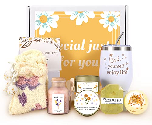 Gifts for Women, Birthday Gifts for Women, Unique Gift Ideas for Mom from Daughter, Gifts for Friends Female, 30th 40th 50th Happy Birthday Gift Basket for Women, Thank You Gift for Women (Yellow)
