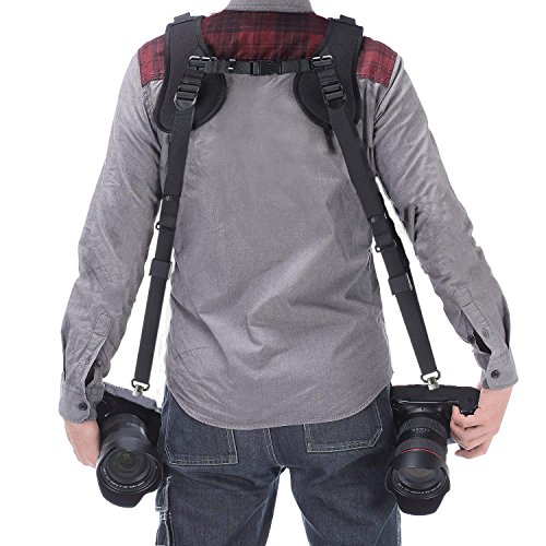Ztowoto Camera Shoulder Double Strap Harness Quick Release Adjustable Dual Camera Tether Strap With Safety Tether And Lens Cleaning Cloth For Dslr Slr Camera #TOP2