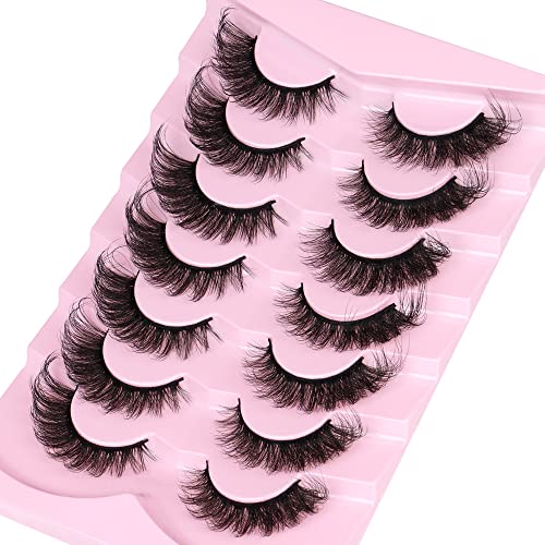 Mink Lashes Fluffy False Eyelashes Wispy Cat Eye Lashes Strip 20Mm Fox Eye Lashes 8D Dramatic False Lashes Pack 7 Pairs Fake Eyelashes By Ruairie #TOP5