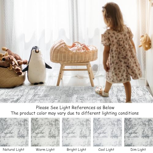 Image of Rugcomf Runner Rug for Hallways Kitchen Rug Non Slip 22 * 45 cm Washable Rugs with Rubber Backing Soft Floral Carpet Runner for Hallways, Kitchen, Laundry, Bedroom, Bathroom(Grey)