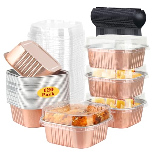 LNYZQUS 5oz Mini Cake Pans with Lids, Small Brownie Baking Tins 120 Pack