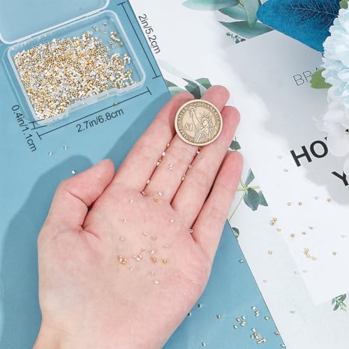 Beebeecraft 1 Box 1000Pcs 2 Color Crimp Tube Beads 925 Sterling Silver 18K Gold Plated Column Spacer Beads Link Connector for Bracelet Necklace Jewelry Making Findings Supplies - Image 3