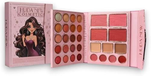 HUDA NEW COSMETICS 5-in-1 Complete Makeup Palette, 20 Eyeshadows, 4 Blush, 2 Concealer, 1 Contour, 4 Lipstick
