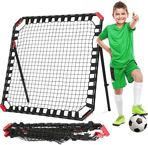 NET PLAYZ Easy Playz Portable Soccer Rebounder, 4 Ft x 4 Ft, Easy Set Up, Sturdy Metal Tube, No Assembly Needed! Multi Angle Adjustment, Carry Bag Included, Black (NOS032402024)
