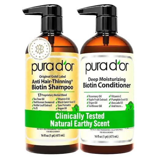 PURA D'OR Anti-Thinning Biotin Shampoo and Conditioner, CLINICALLY TESTED Proven Results, DHT Blocker Thickening Products For Women & Men, Color Treated Hair, Original Gold Label Hair Care Set 16oz x2