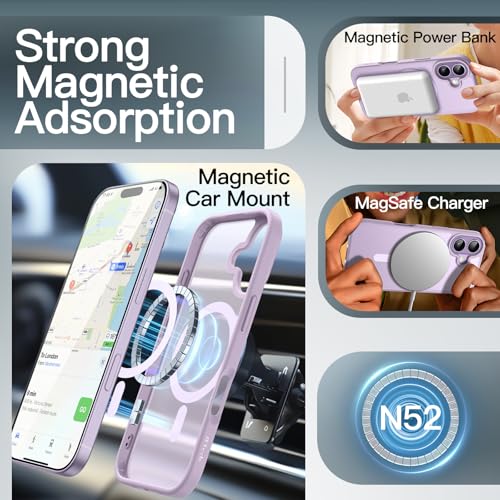 Image of JETech Magnetic Case for iPhone 17 6.3-Inch Compatible with MagSafe, Translucent Matte Back Slim Minimalist Shockproof Phone Cover (Lavender)