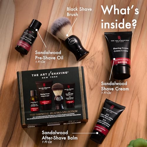 Image of The Art of Shaving Sandalwood 4-in-1 Trial Kit - Pre-Shave Oil, Shaving Cream, Shaving Brush & After-Shave Balm - Protects Against Irritation and Razor Burn - Hydrates and Nourishes Dry Skin