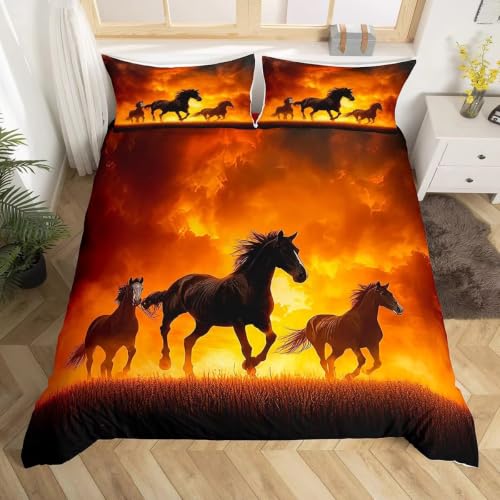 Parure de lit cheval 90x190 cm en microfibre douce et résistante avec zip