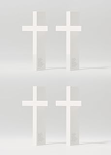 mosery 4-Pack Corner-Attached White Cross - 5.9 Inch Daily Jesus Reminder, Magnetic Holy Cross for Home Decor & Church, Damage-Free Spiritual Gift