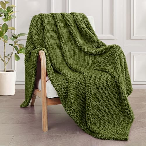 Whale Flotilla Manta Polar Suave para Sofá 130 x 170 cm, Verde Oliva