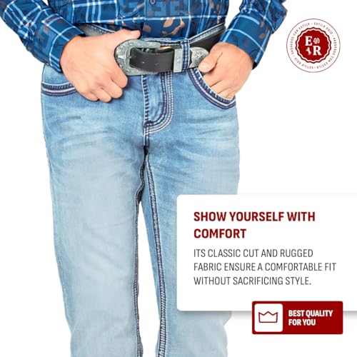 LAMASINI – Mens Boot Cut Jeans, Durable and Comfortable Denim, Western Style, Perfect for Casual & Rodeo Wear LM18514