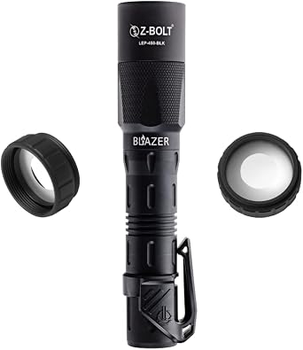 مصباح يدوي Z-BOLT Blazer 18650 LEP وناشر تشكيل الشعاع للحمل اليومي وEDC - وقود مزدوج - نطاق 1100 متر و315000 شمعة - مشبك جيب THYRM LPC مجاني! أسود