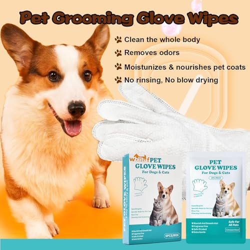WBLITUF Pet Glove Wipes for Dogs and Cats - Dog Washing Gloves, Cat Bathing Wipes, [Individually Wrapped] 6 PCS, Cleaning & Deodorizing, Unscented,Hypoallergenic, Daily Care andTraveling. - Thumbnail 6
